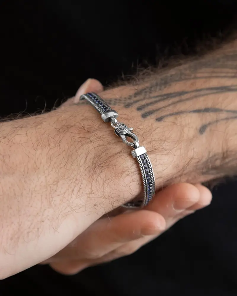 Bracciale Tennis Blu Foxtail Brunito Lucido miniatura 2