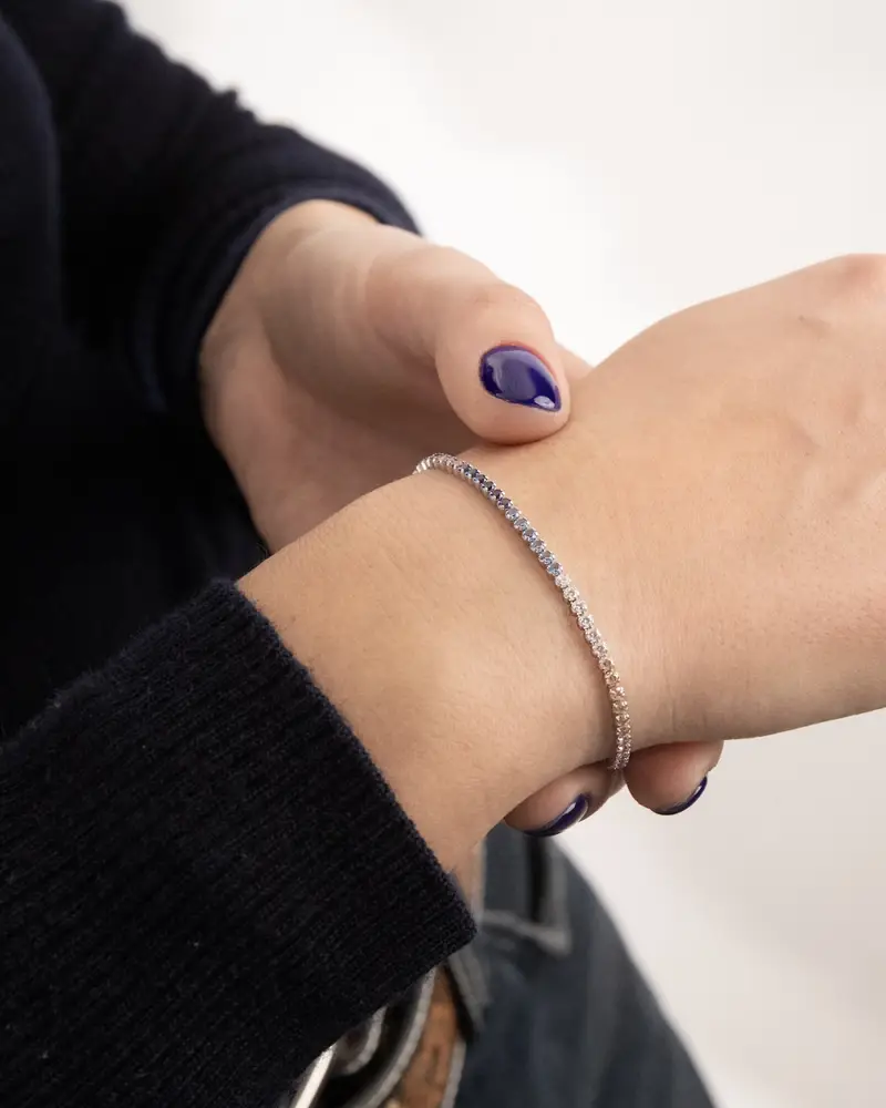 Bracciale Tennis Gradient In Argento Con Pietre Multicolor Lucido miniatura 2