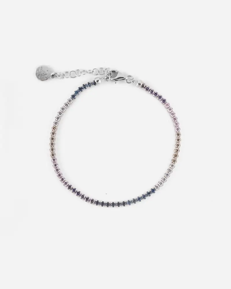 Bracciale Tennis Gradient In Argento Con Pietre Multicolor Lucido