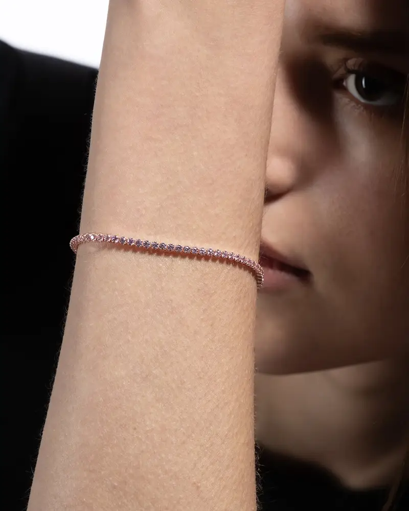 Bracciale Tennis Rosa Lucido miniatura 2