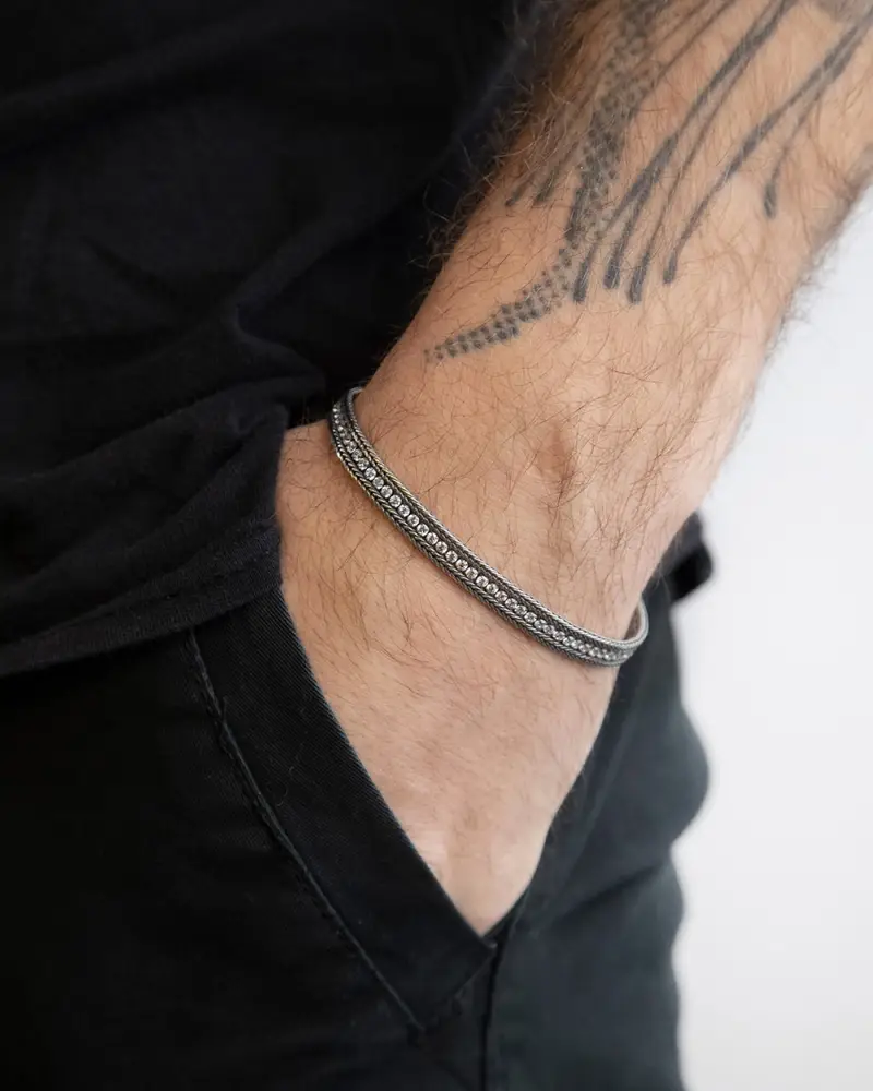 Bracciale Tennis White Foxtail Con Brillanti Brunito Lucido miniatura 2