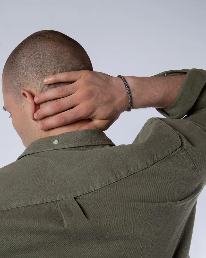 Bracciale Treccia Ritorta In Argento Brunito Lucido miniatura 2