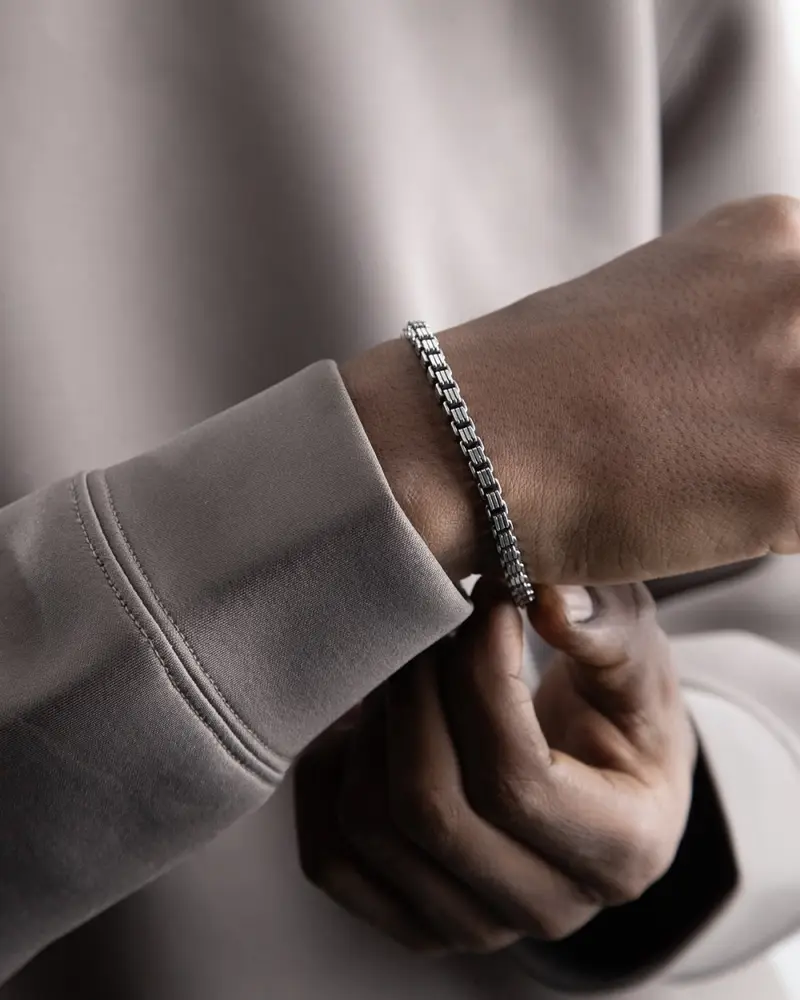 Bracciale Veneziana Rigata In Argento Brunito Lucido miniatura 2