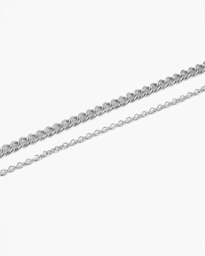 Cavigliera Due Fili Grumetta E Forzatina In Argento Argentato Lucido