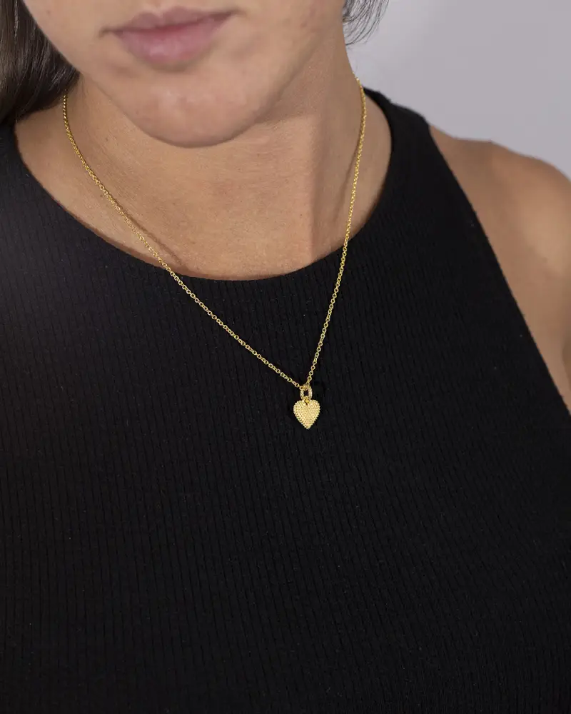 Ciondolo Charm Cuore Puntinato Placcato Oro Lucido miniatura 2