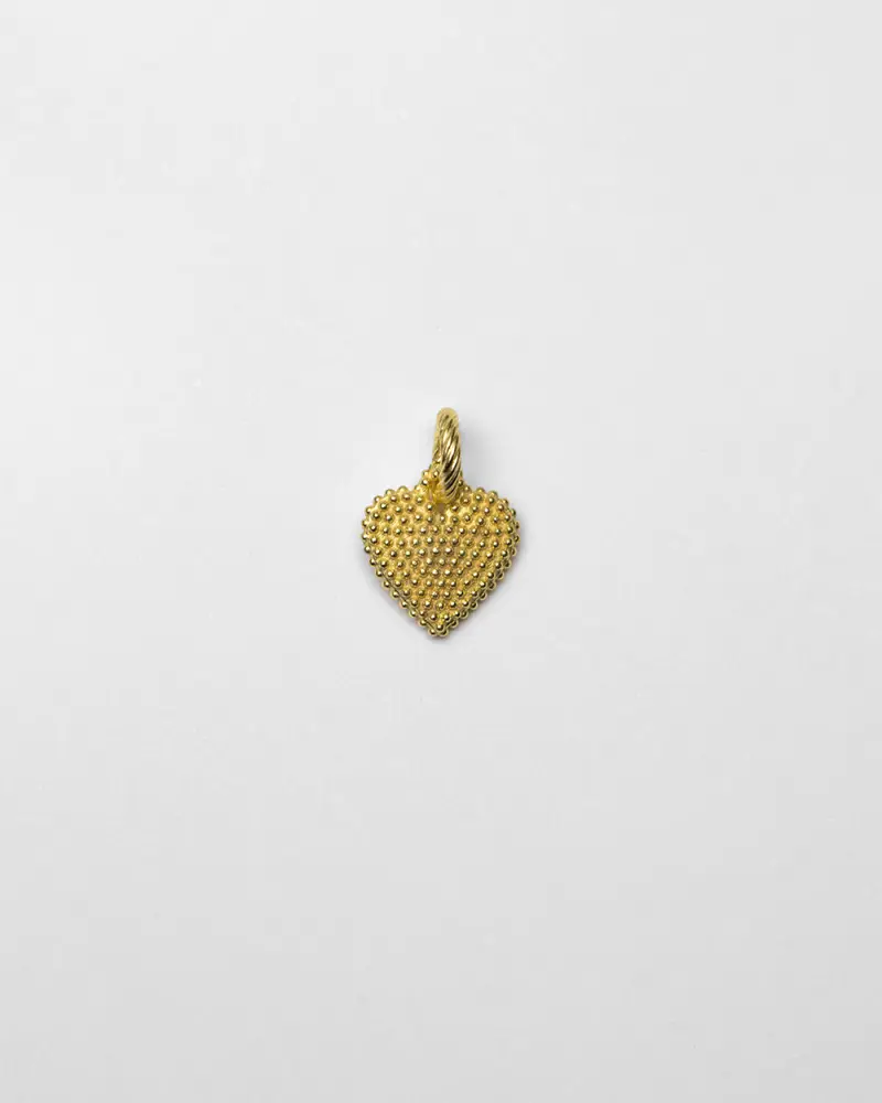 Ciondolo Charm Cuore Puntinato Placcato Oro Lucido