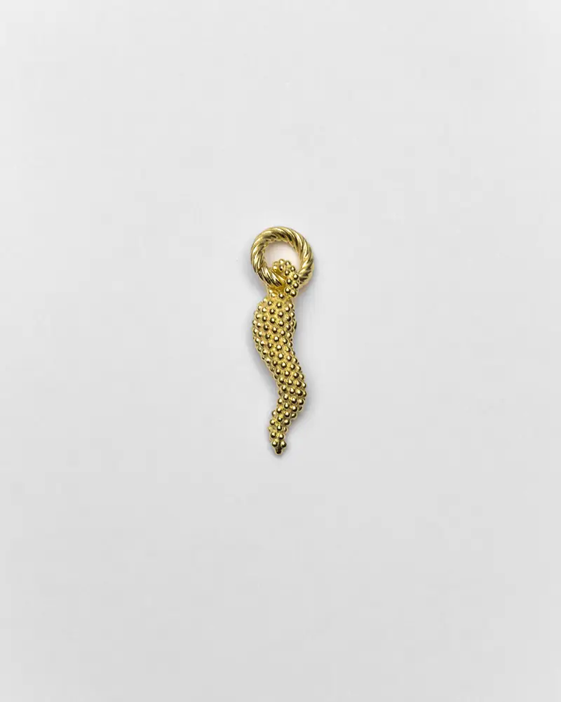 Ciondolo Cornino Puntinato Piccolo Placcato Oro Lucido