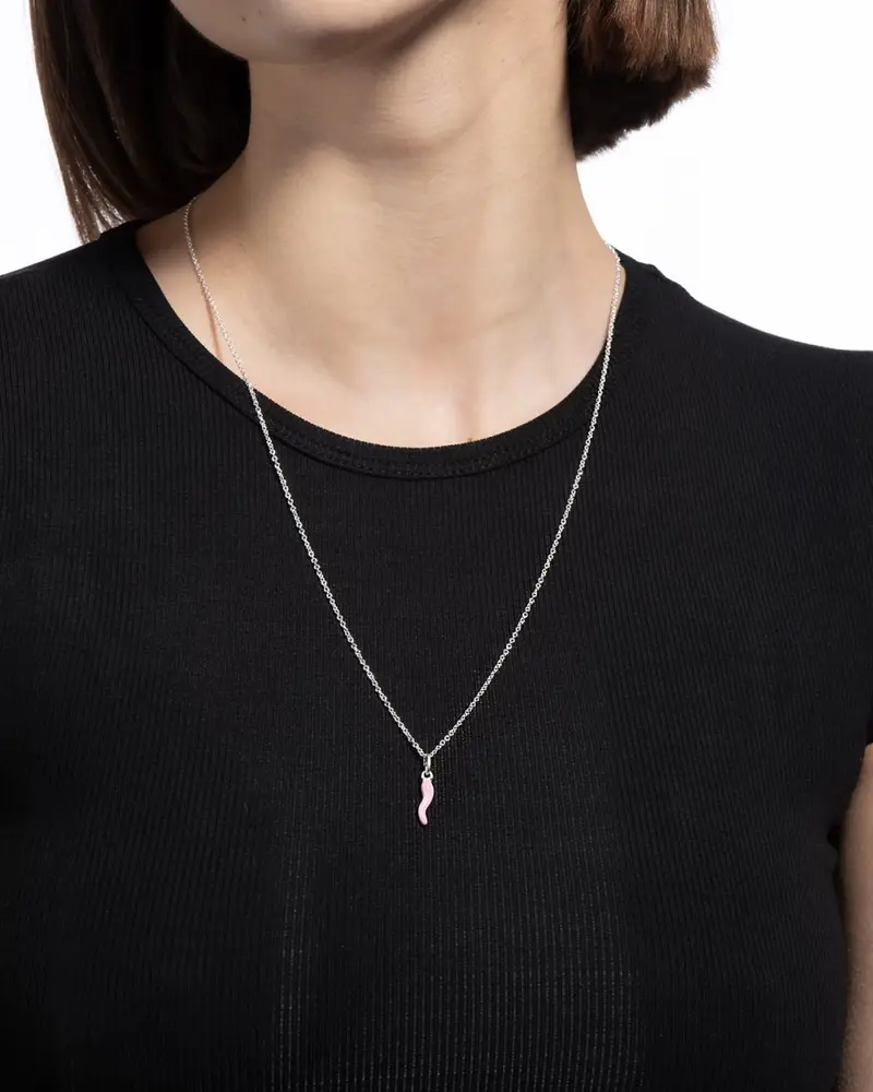 Ciondolo Cornino Rosa Lucido miniatura 2