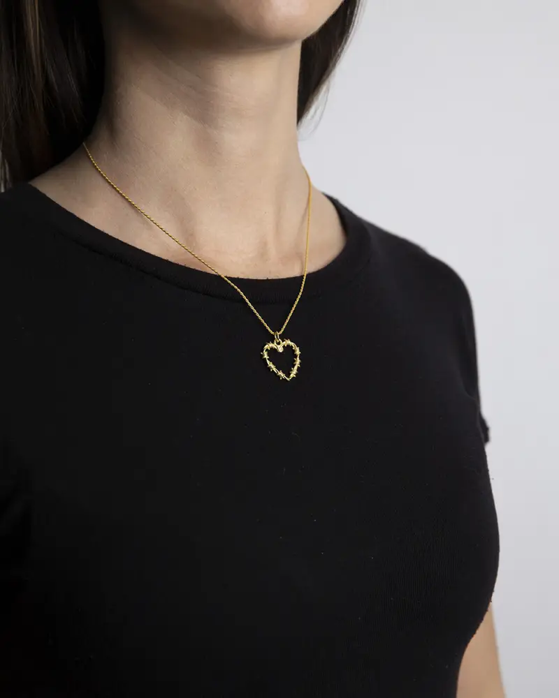 Ciondolo Cuore Filo Spinato Golden Lucido miniatura 2