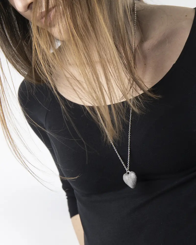 Ciondolo Cuore Puntinato Brunito Lucido miniatura 2