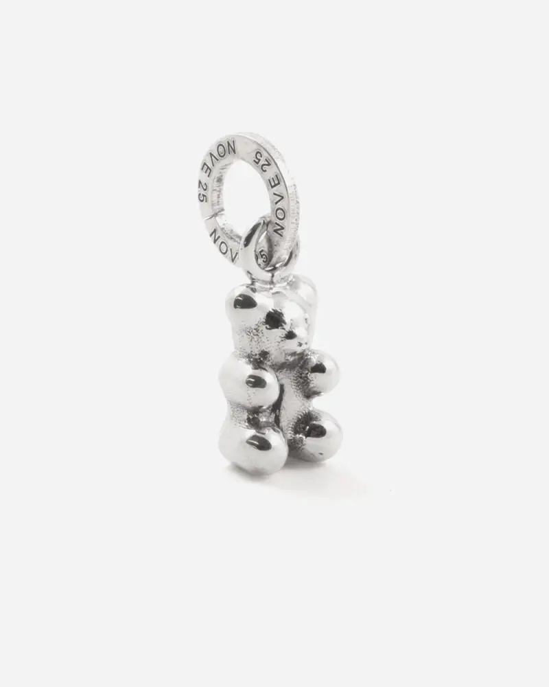 Ciondolo Mini Charm Orsetto Gommoso In Argento Brunito Lucido