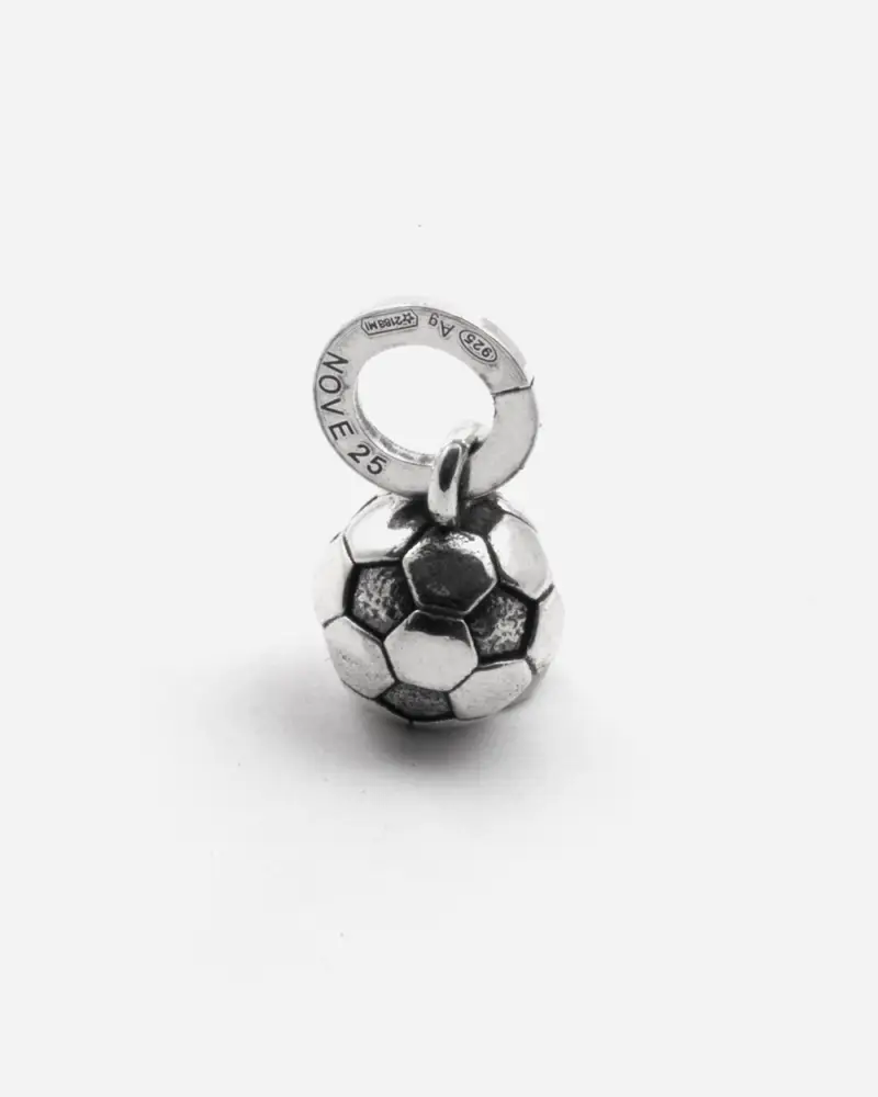 Ciondolo Mini Charm Palla Da Calcio In Argento Brunito Lucido