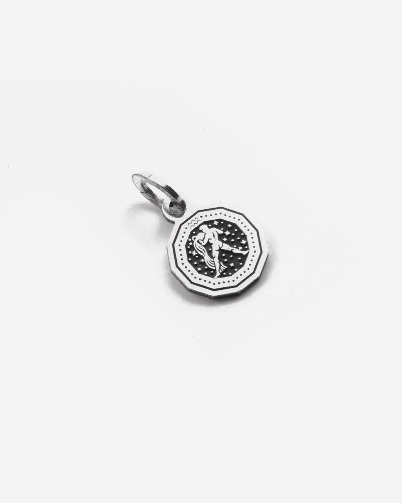 Ciondolo Mini Charm Segno Zodiacale Acquario In Argento Brunito Lucido