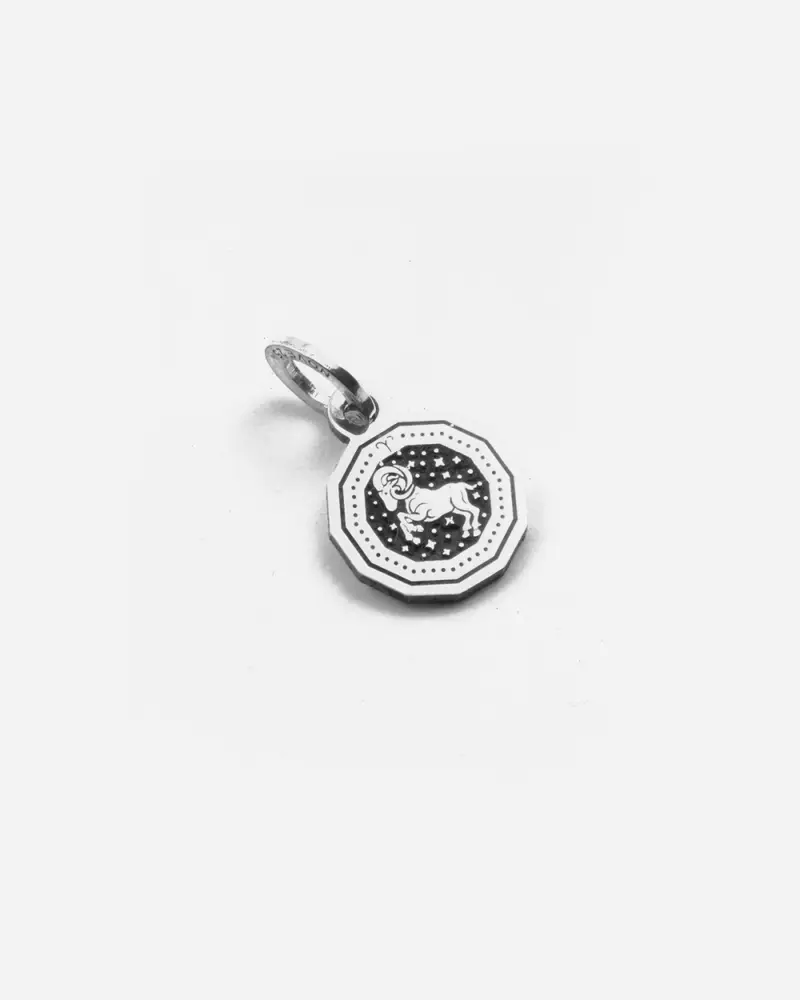 Ciondolo Mini Charm Segno Zodiacale Ariete In Argento Brunito Lucido