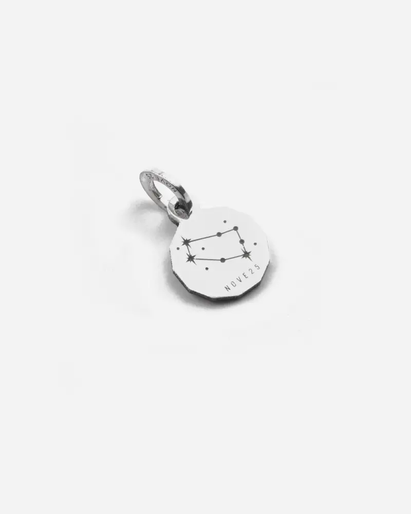 Ciondolo Mini Charm Segno Zodiacale Gemelli In Argento Brunito Lucido miniatura 2