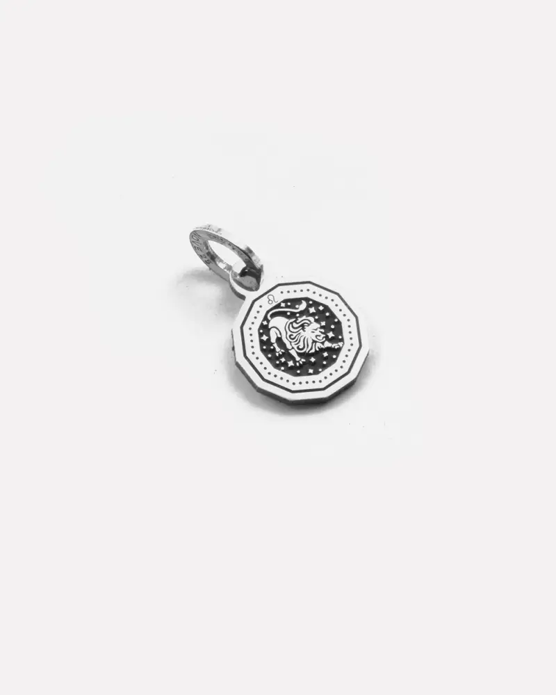 Ciondolo Mini Charm Segno Zodiacale Leone In Argento Brunito Lucido