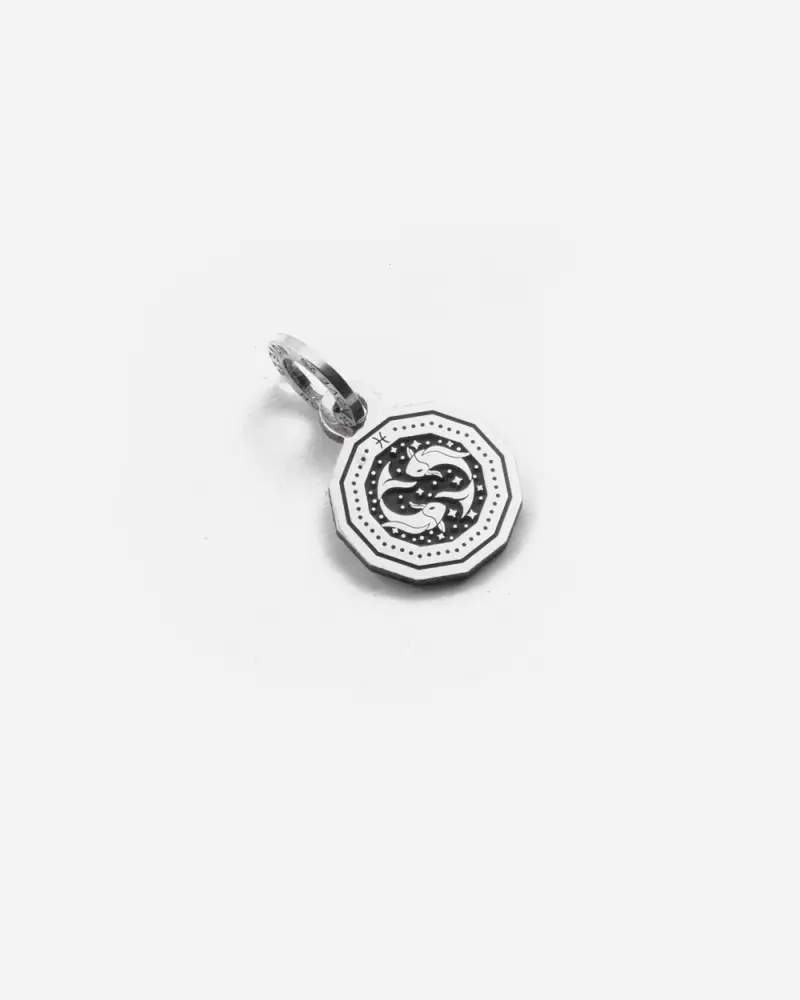 Ciondolo Mini Charm Segno Zodiacale Pesci In Argento Brunito Lucido