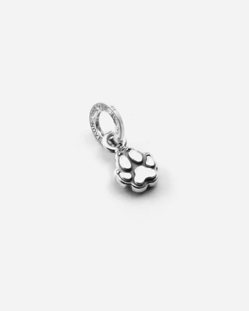 Ciondolo Mini Charm Zampa Cane In Argento Brunito Lucido