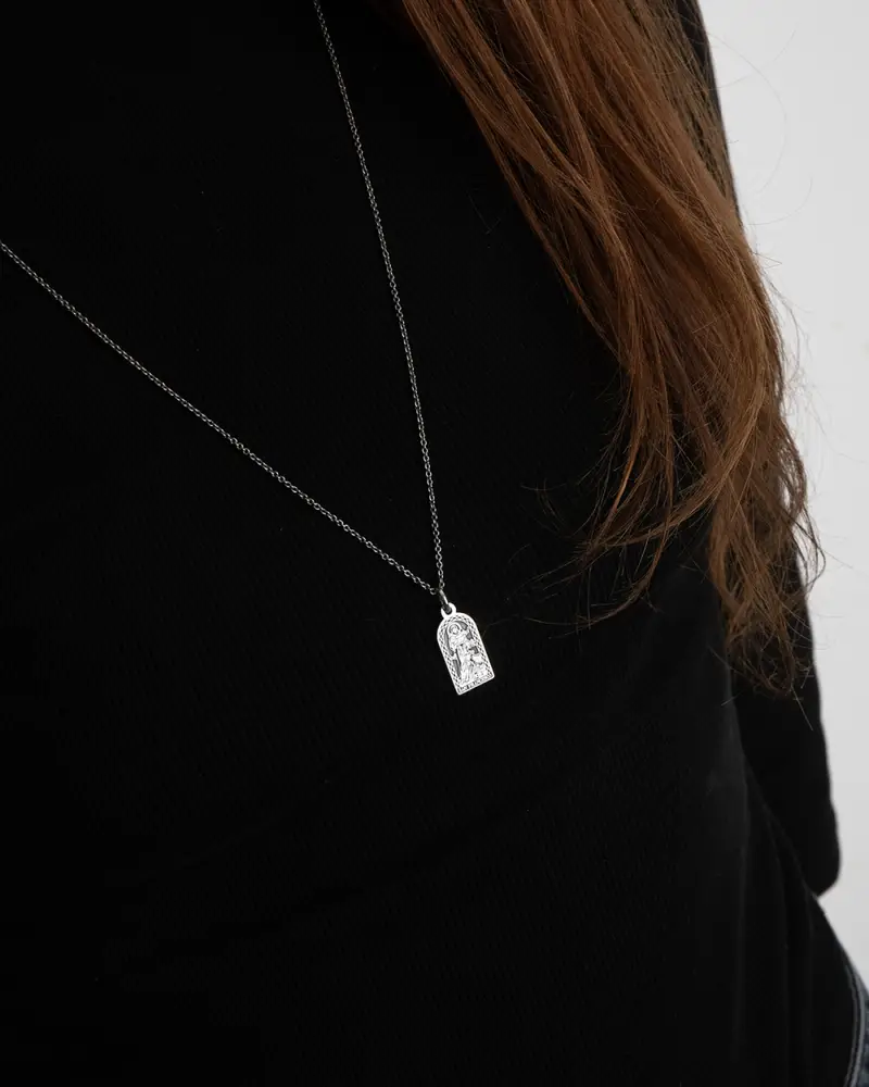 Ciondolo Santino San Francesco In Argento Brunito Lucido miniatura 2