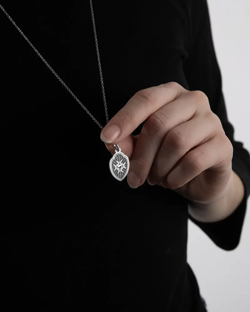 Ciondolo Santino San Gennaro In Argento Brunito Lucido miniatura 2