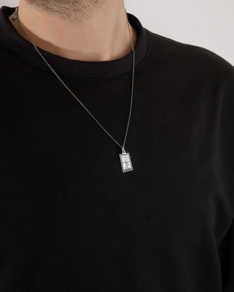 Ciondolo Santino San Nicola Di Bari In Argento Brunito Lucido miniatura 2