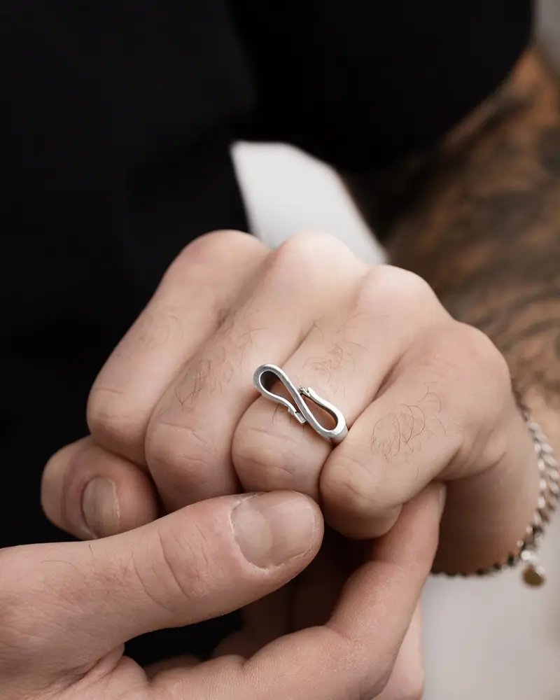 Anello Propaganda W/ Nove25 In Argento Brunito Lucido miniatura 2