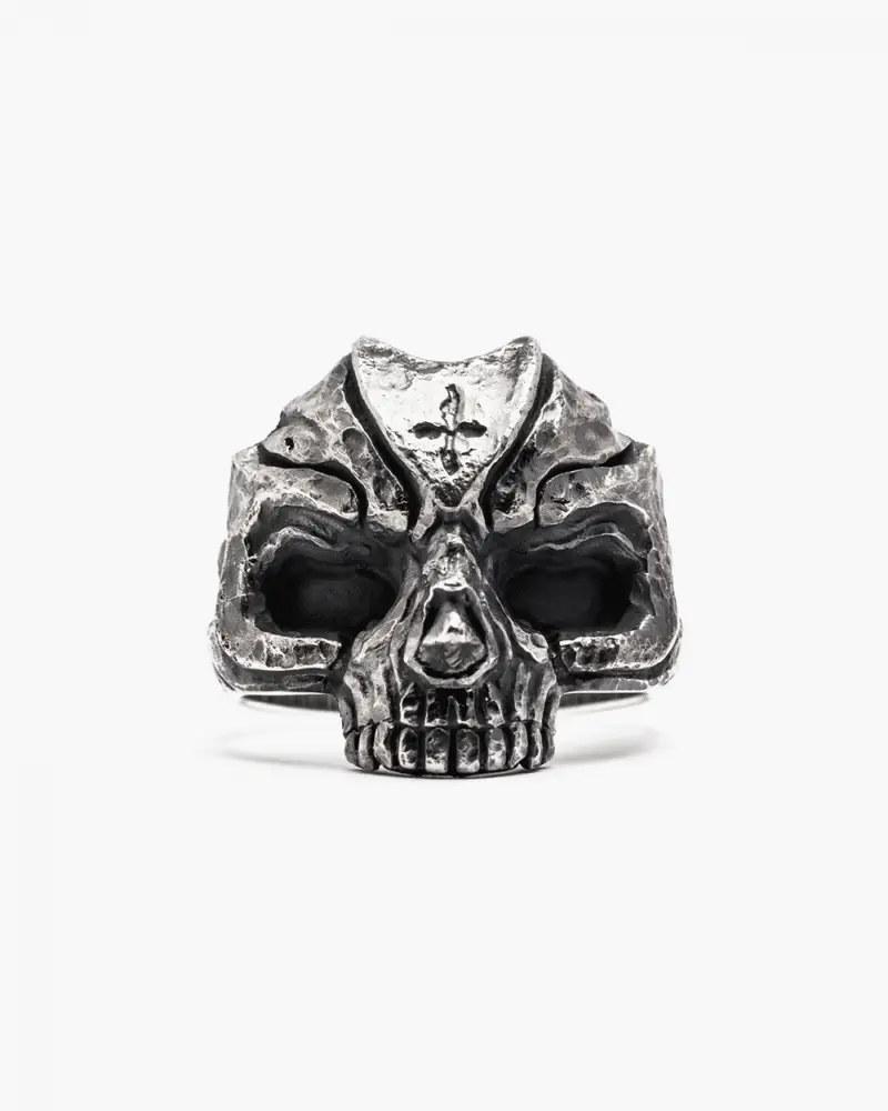 Anello Teschio Salmo Brunito Lucido