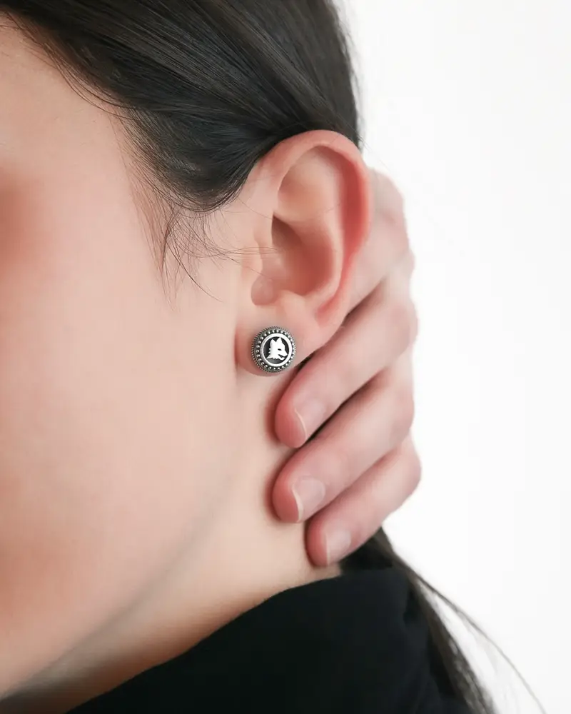 Orecchino Lobo Singolo Lupa Asroma X Nove25 Brunito Lucido miniatura 2