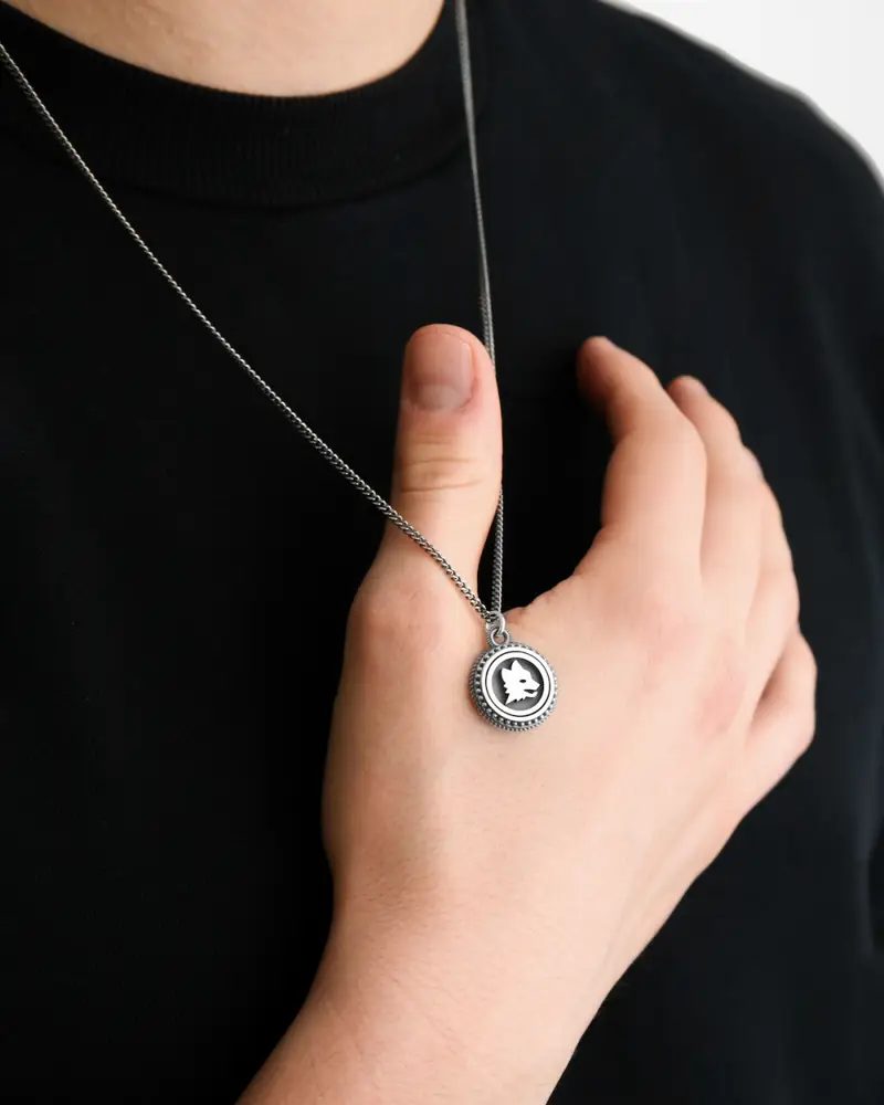 Pendente As Roma Lupa Brunito Lucido miniatura 2