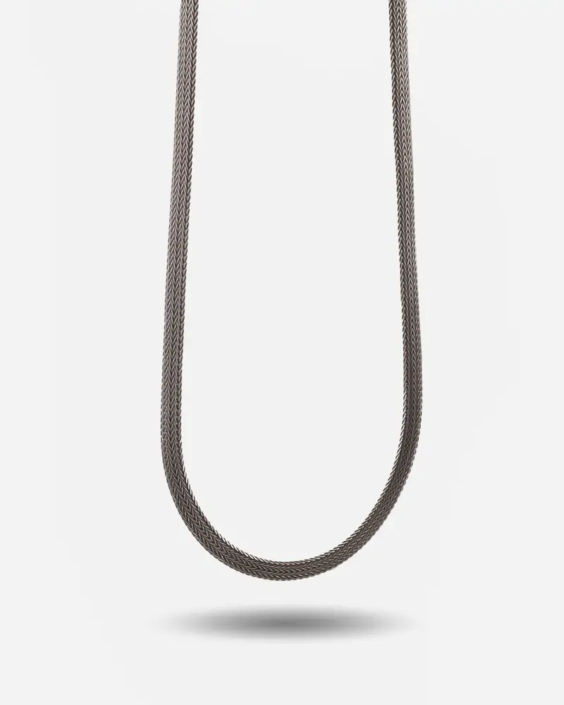 Collana Calza Piatta In Argento Brunito Lucido