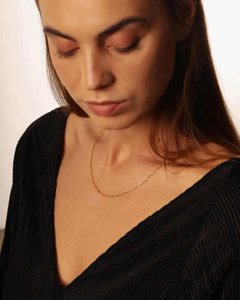 Collana Catenina Rettangolare Placcata Oro Lucido miniatura 2