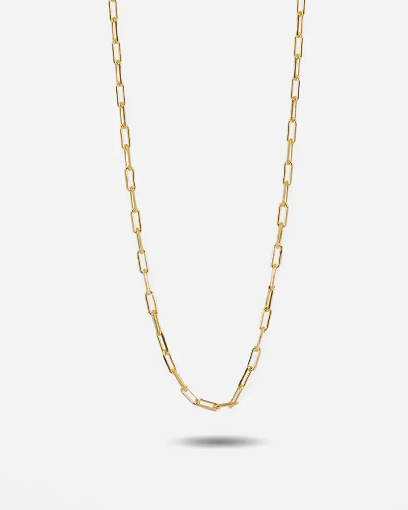 Collana Catenina Rettangolare Placcata Oro Lucido