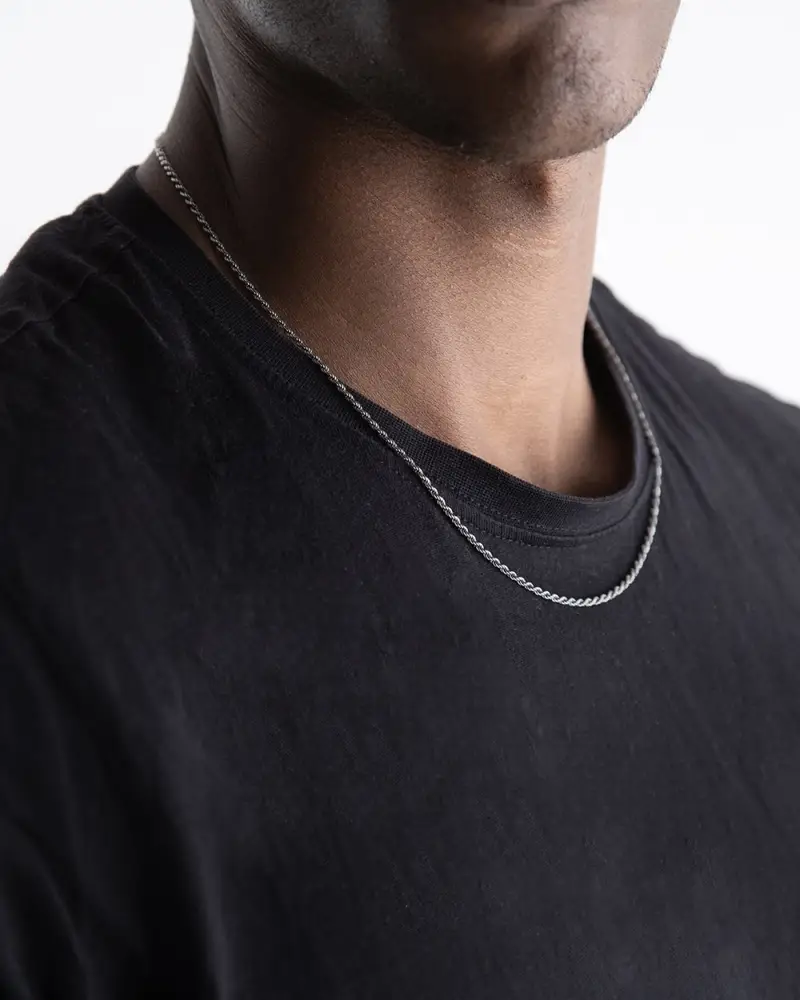 Collana Corda 040 In Argento Brunito Lucido miniatura 2