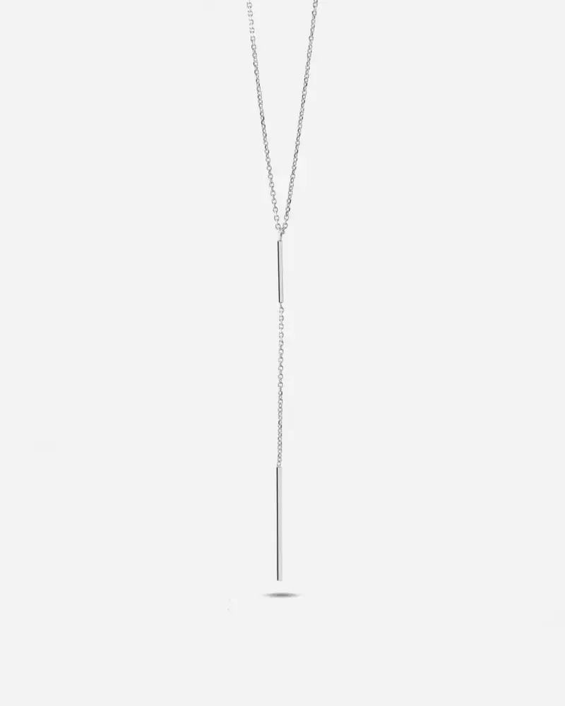 Collana Cravattino Silver Double Bar In Argento Lucido