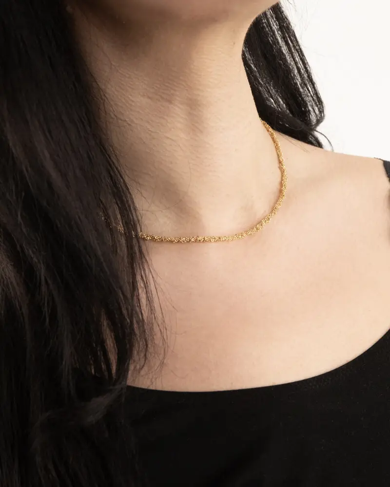 Collana Forzatina Intrecciata Placcata Oro Lucido miniatura 2