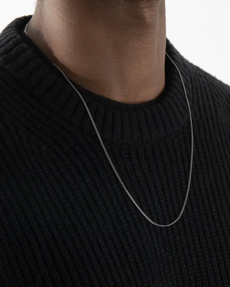 Collana Grumetta Filo 045 In Argento Brunito Lucido miniatura 2