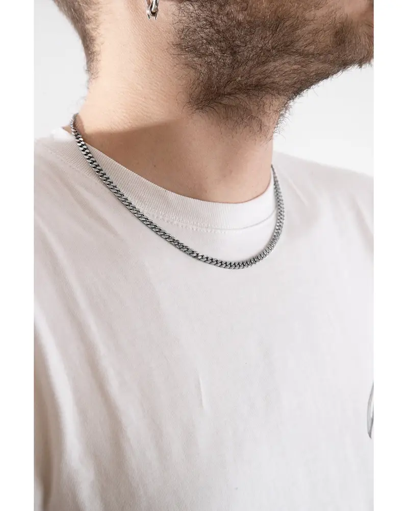 Collana Grumetta Quadrata Filo 150 In Argento Brunito Lucido miniatura 2