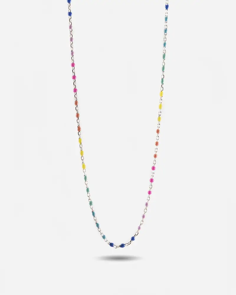Collana Smalto Multicolor In Argento Lucido