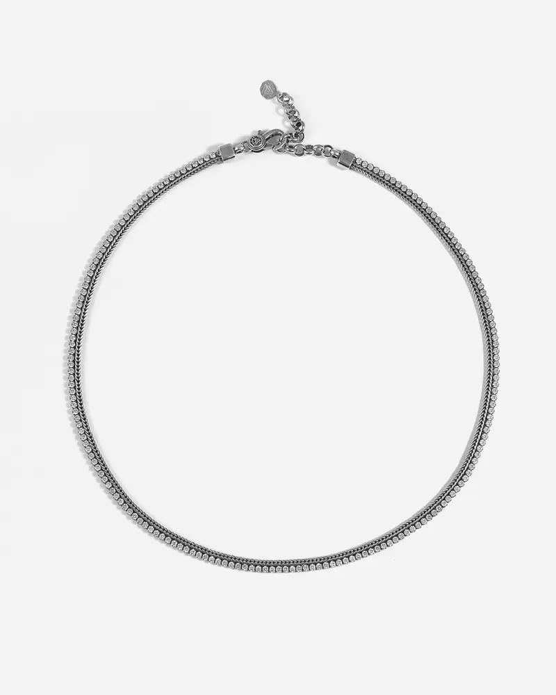 Collana Tennis White Foxtail Con Brillanti Brunito Lucido