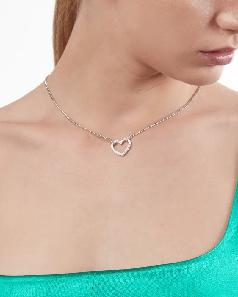 Collana Tight Love In Argento Con Cuore Con Brillanti Lucido miniatura 2