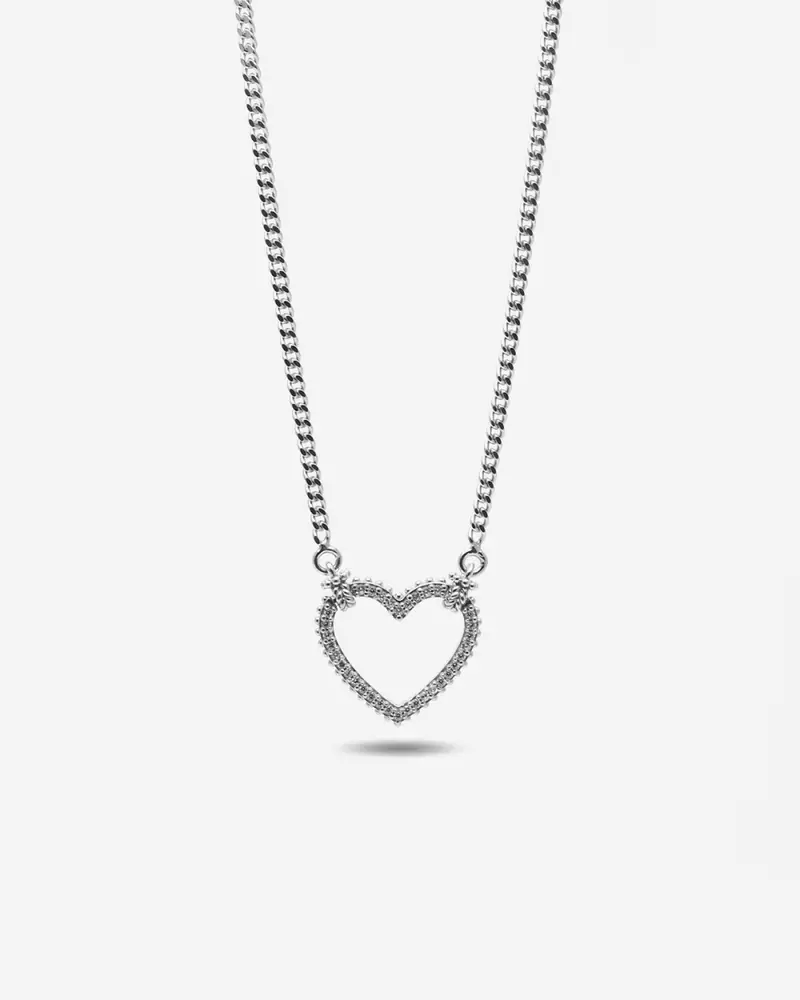 Collana Tight Love In Argento Con Cuore Con Brillanti Lucido