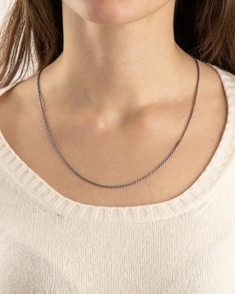 Collana Torchon In Argento Brunito Lucido miniatura 2