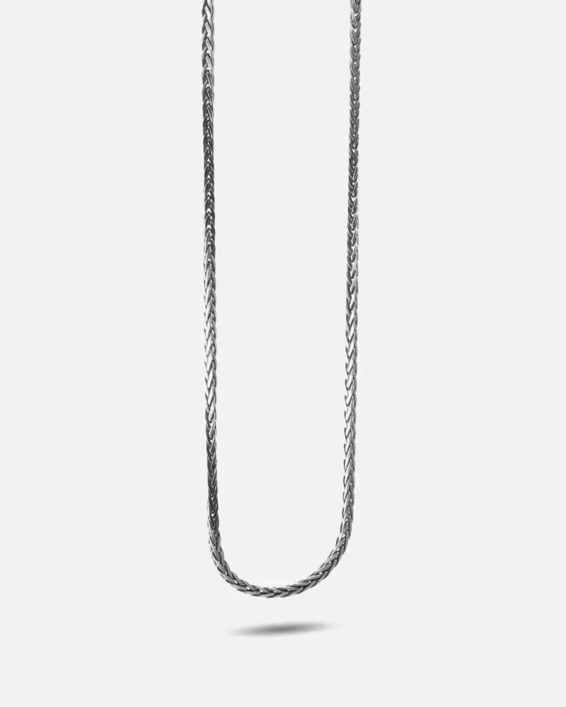 Collana Treccia Diamond Braid In Argento Brunito Lucido