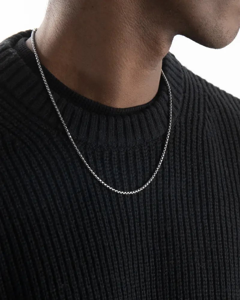 Collana Veneziana Tonda In Argento Brunito Lucido miniatura 2