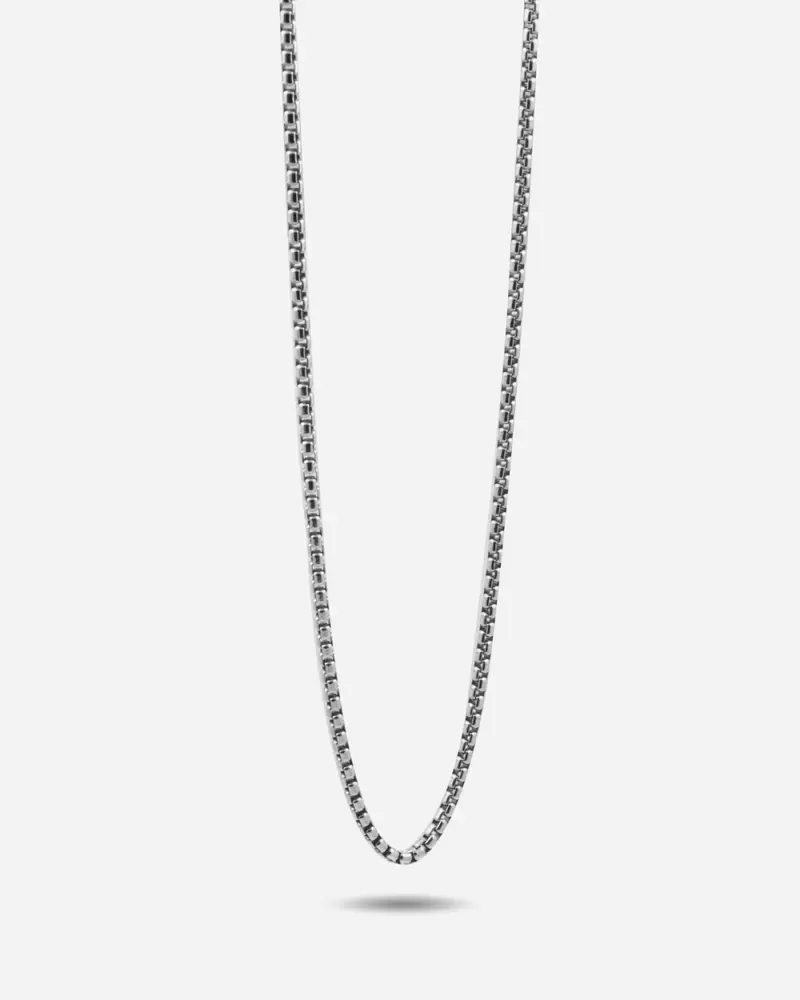 Collana Veneziana Tonda In Argento Brunito Lucido