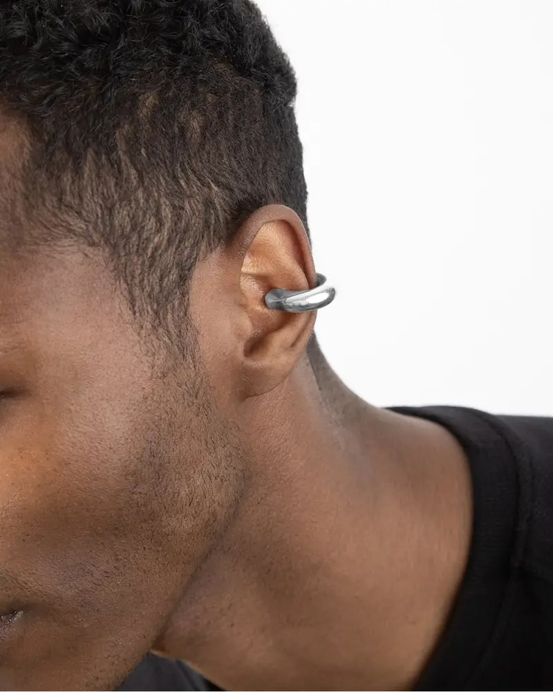 Ear Cuff Bold Filo 7 Mm In Argento Brunito Lucido miniatura 2