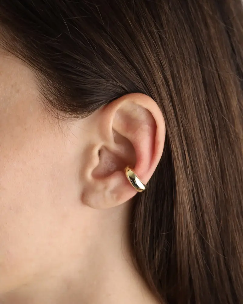 Ear Cuff Bombato Placcato Oro Lucido miniatura 2