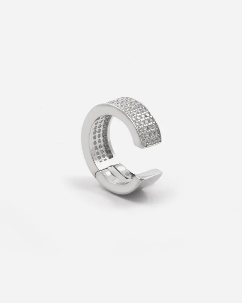 Ear Cuff Scattino In Argento Con Brillanti Lucido