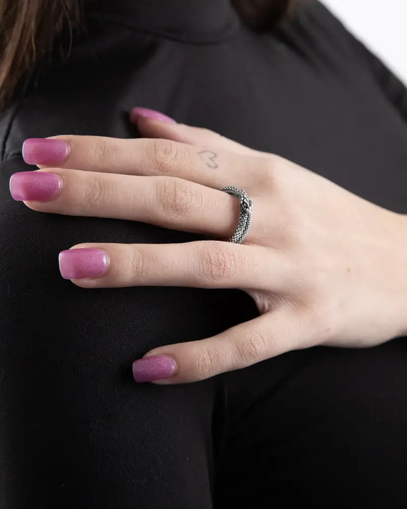 Fede Serpente In Argento Brunito Lucido miniatura 2