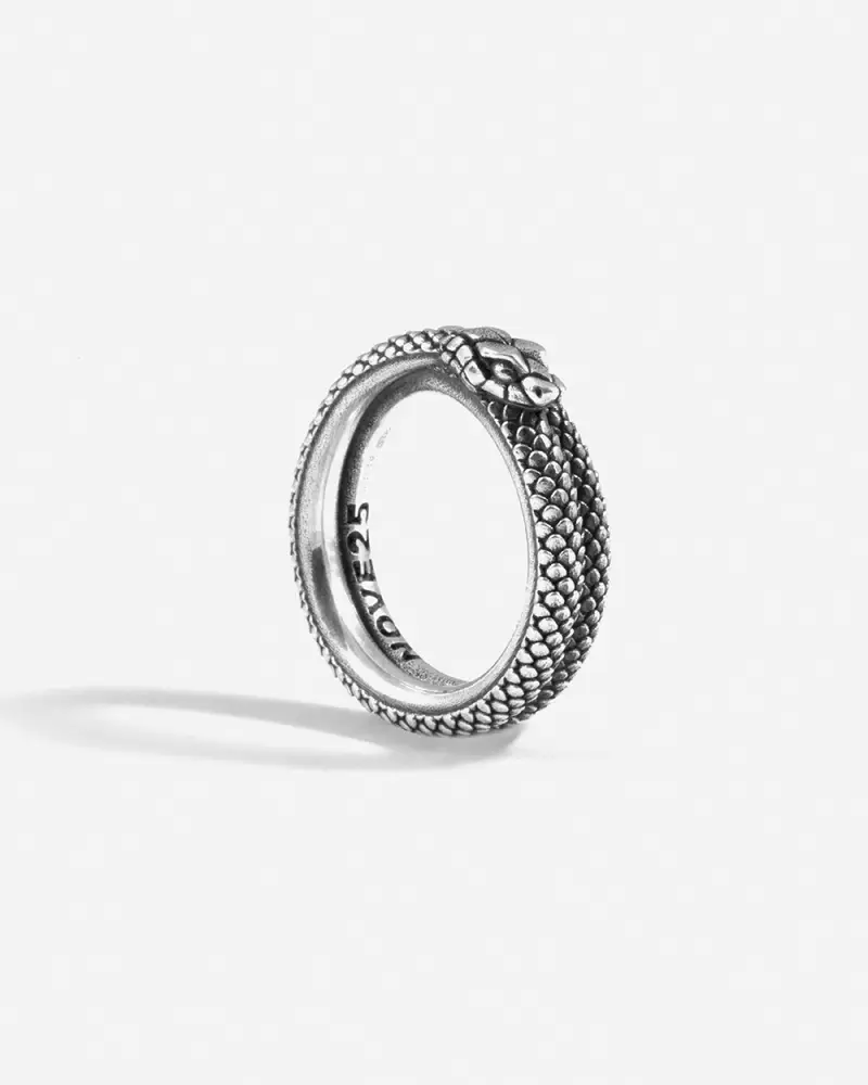 Fede Serpente In Argento Brunito Lucido